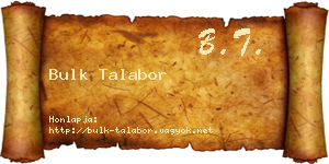 Bulk Talabor névjegykártya